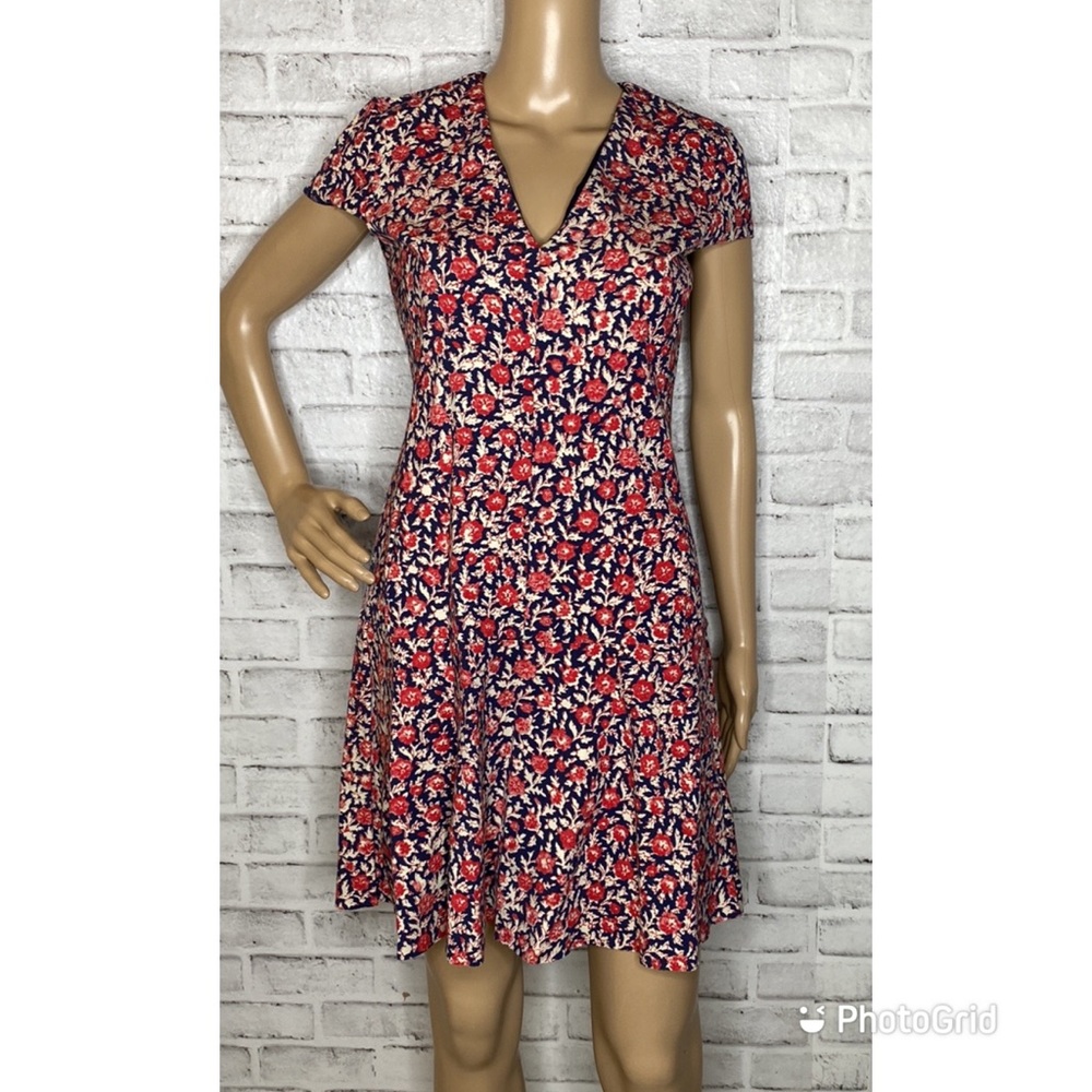 Tory Burch drop waist ponte floral dress cap sleeve
